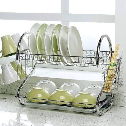 2 Layer Dish Drainer Kitchen Rack